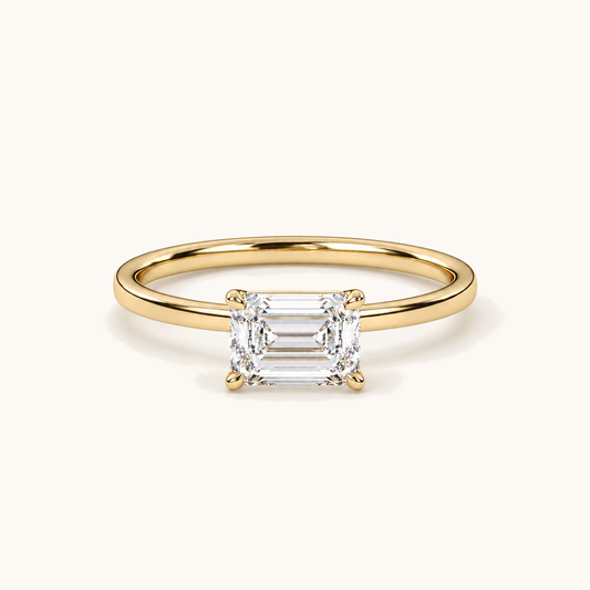 Landscape Emerald Solitaire Ring
