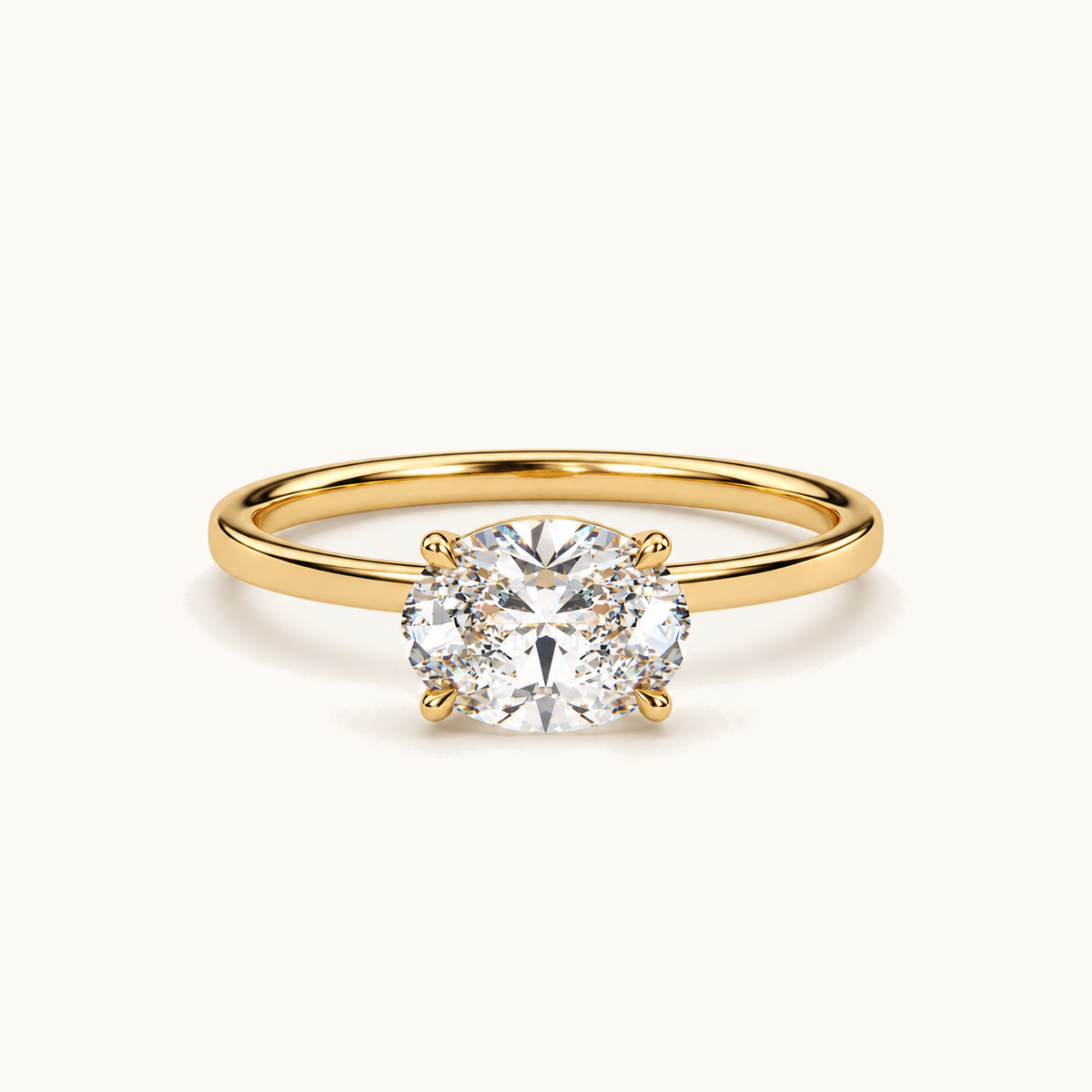 1ct landscape oval-cut solitaire in 18k Yellow Gold
