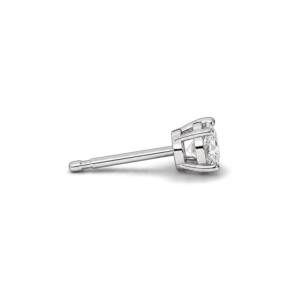 Oval diamond earrings, 1.5ct total pair weight, white-metal, side; RB setting style
