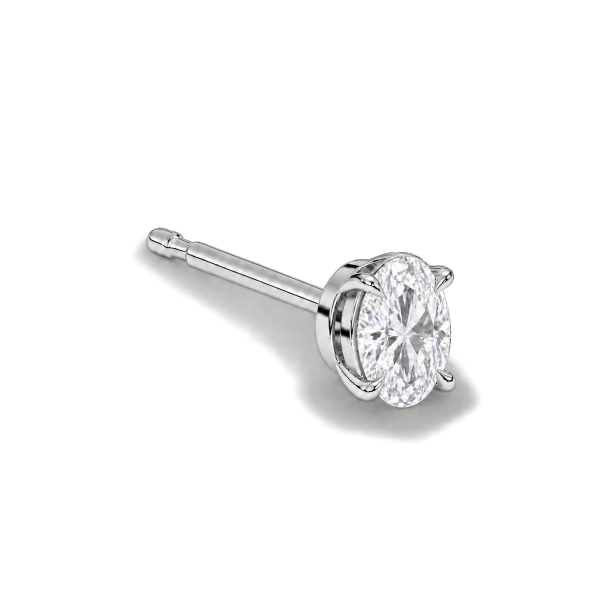 Oval diamond earrings, 1.5ct total pair weight, white-metal, three-quarter; RB setting style