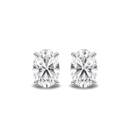 Oval diamond earrings, 4ct total pair weight, white-metal, front; RB setting style