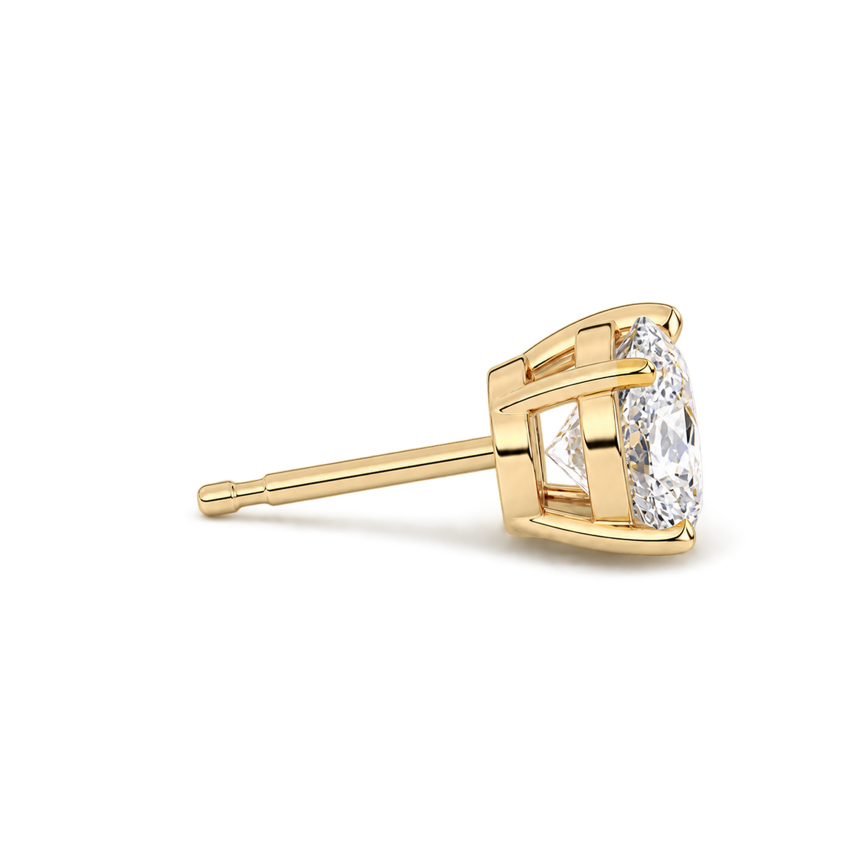 Oval diamond earrings, 4ct total pair weight, yellow-gold, side; RB setting style