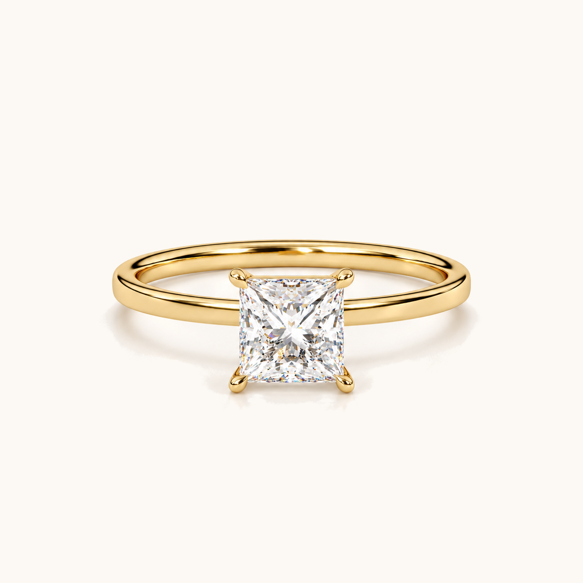 1ct princess-cut solitaire in 18k Yellow Gold
