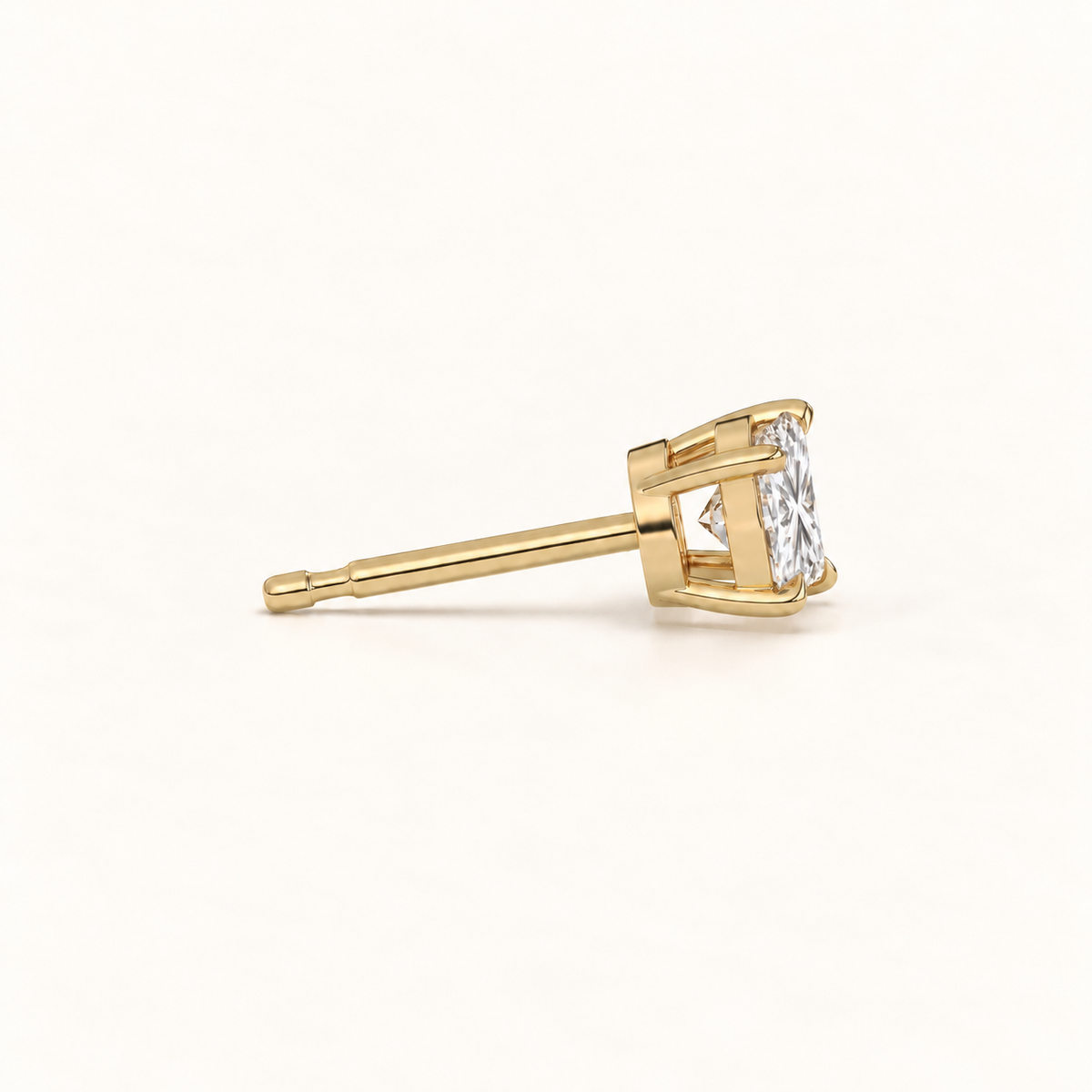 Princess diamond earrings, 1ct total pair weight, yellow gold, view 4