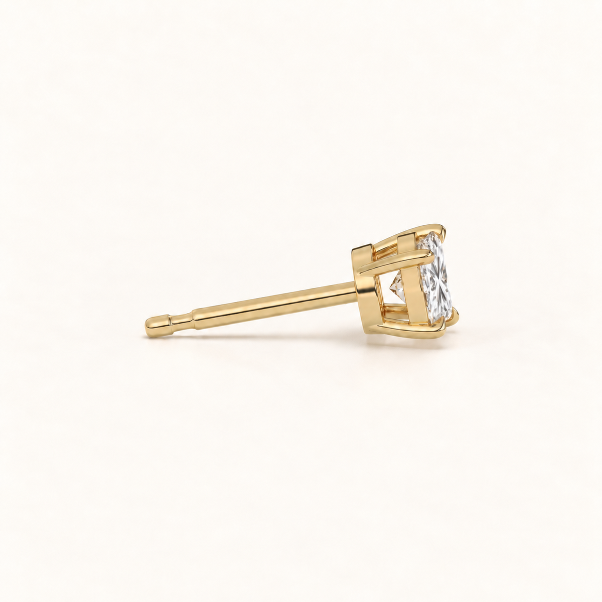 Princess diamond earrings, 1.5ct total pair weight, yellow gold, view 4
