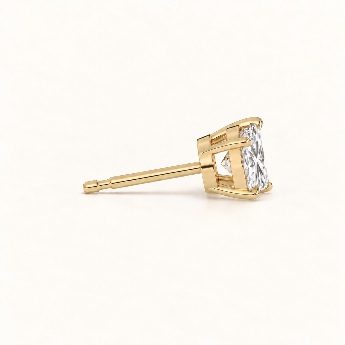 Princess diamond earrings, 3ct total pair weight, yellow gold, view 4