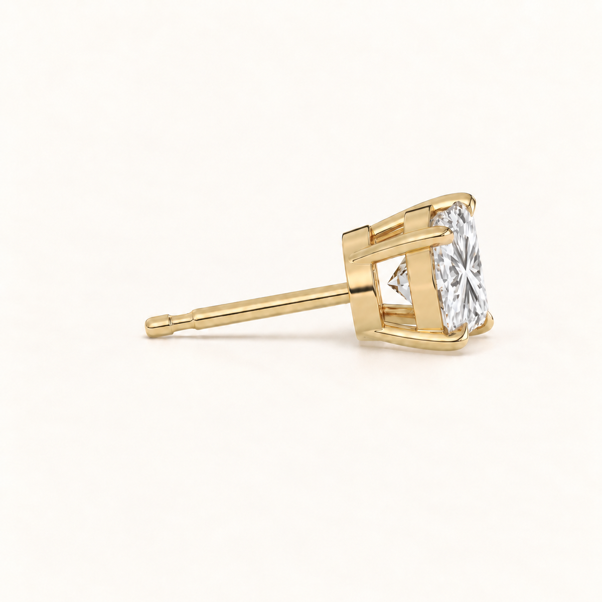 Princess diamond earrings, 4ct total pair weight, yellow gold, view 4
