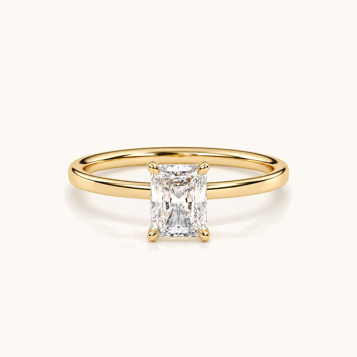 1ct radiant-cut solitaire in 18k Yellow Gold