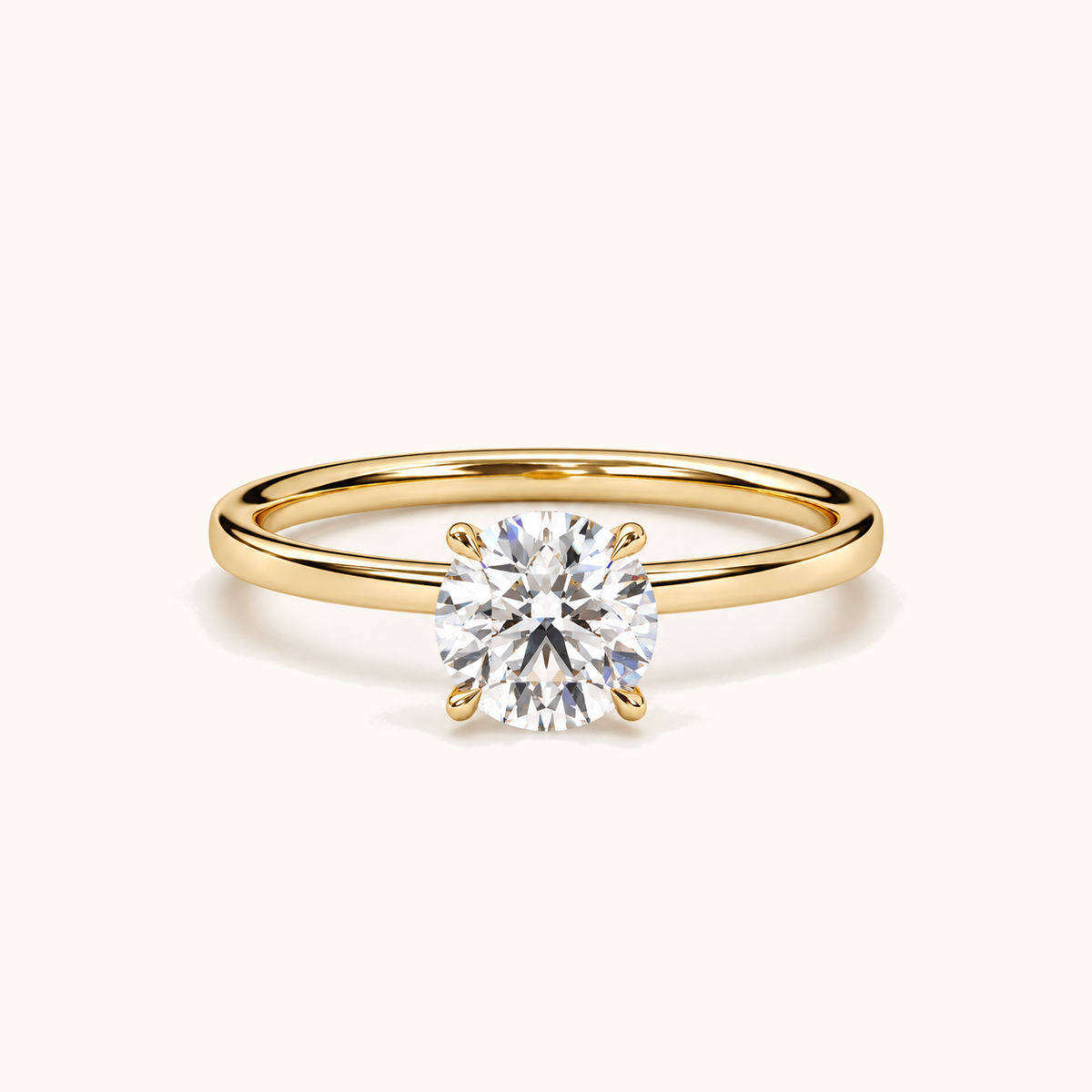 1ct round brilliant solitaire in 18k Yellow Gold
