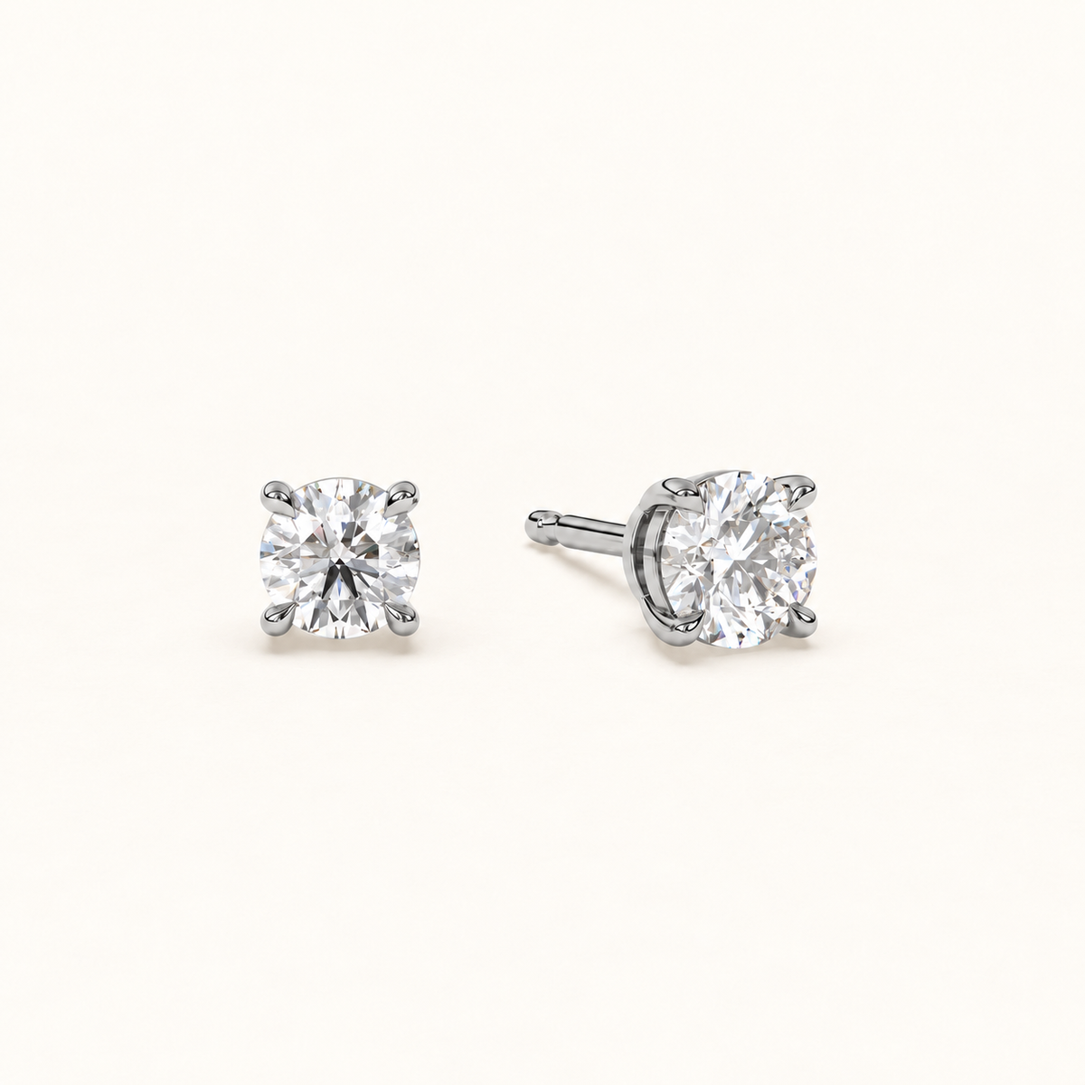round brilliant studs 1 tcw platinum angled