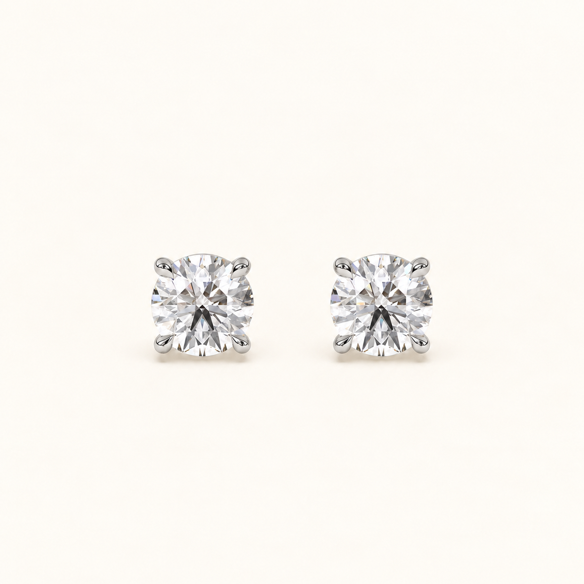 round brilliant studs 1 tcw platinum front