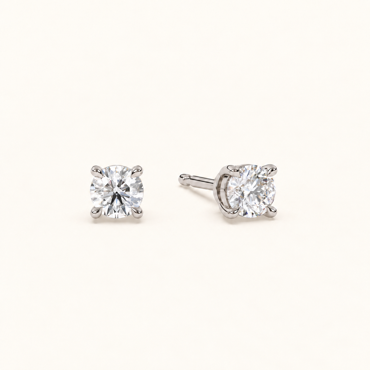 round brilliant studs 1 tcw white gold angled