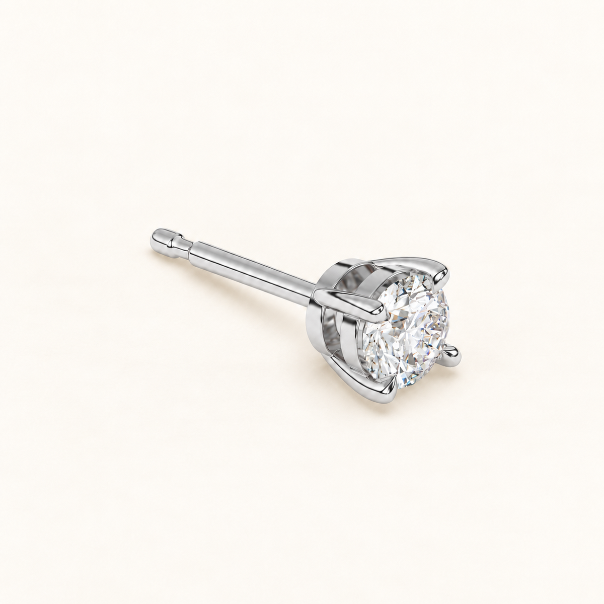 round brilliant studs 1 tcw white gold three quarter