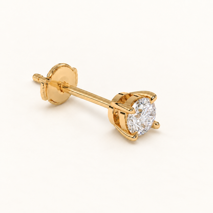 round brilliant studs 1 tcw yellow gold alpha back