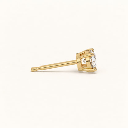 round brilliant studs 1 tcw yellow gold side