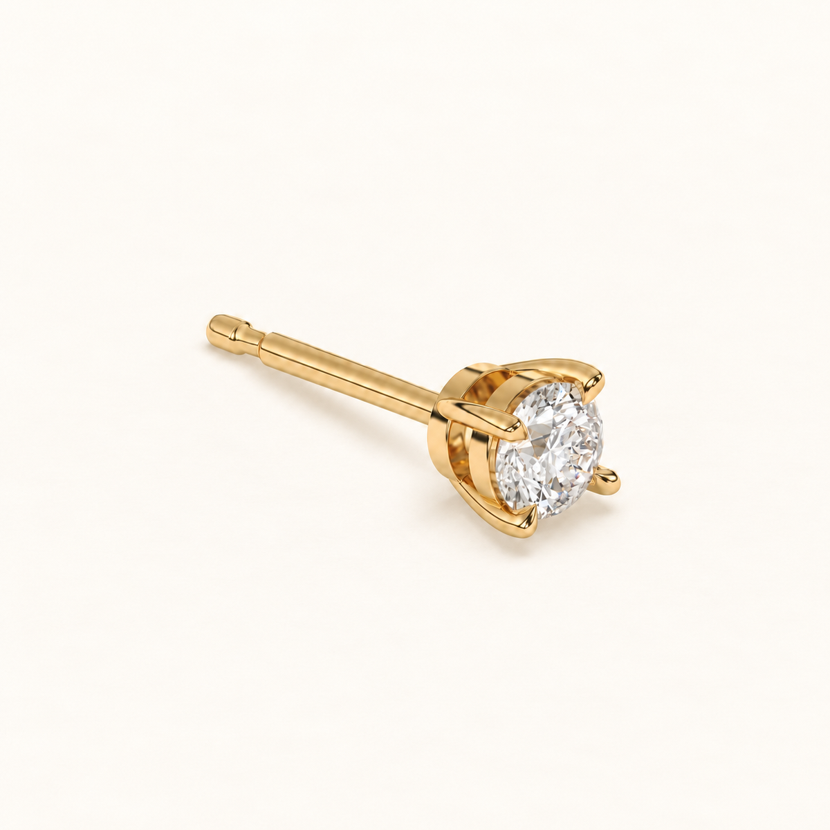 round brilliant studs 1 tcw yellow gold three quarter
