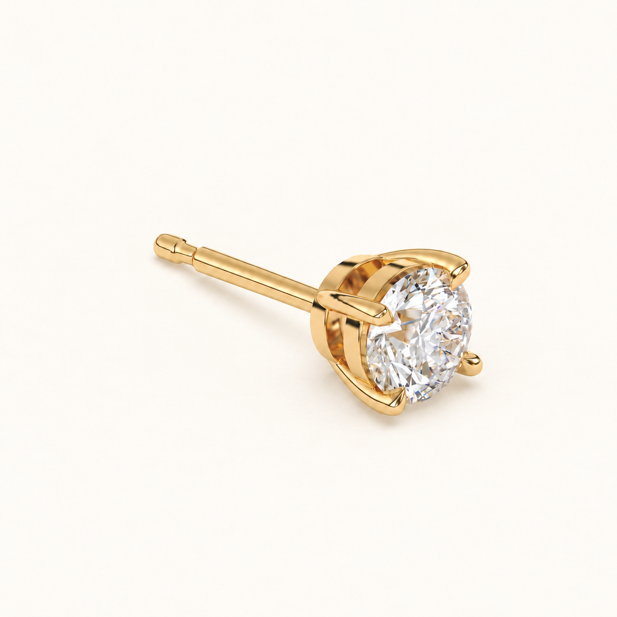 round brilliant studs 1p5 tcw yellow gold three quarter