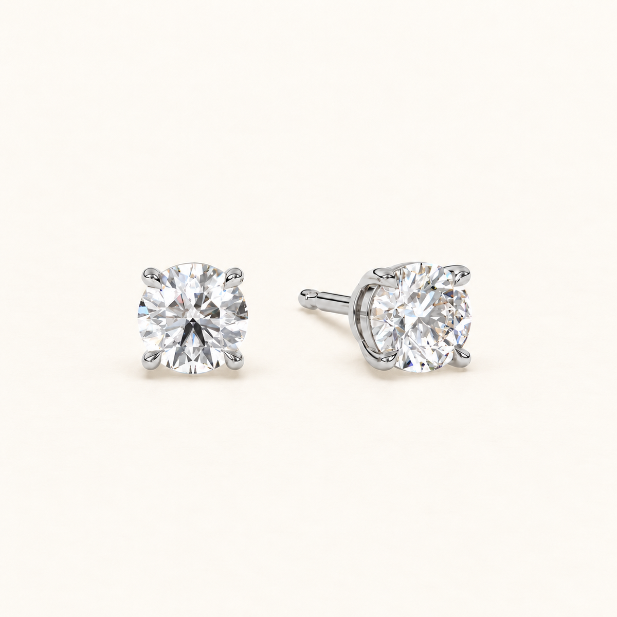 round brilliant studs 2 tcw platinum angled