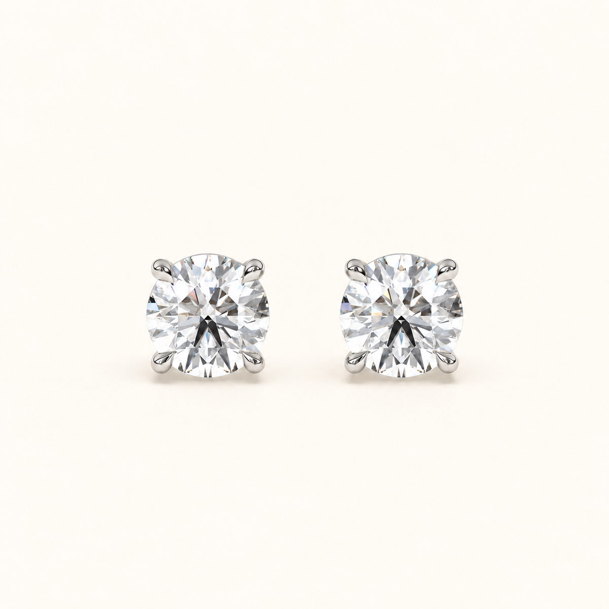 round brilliant studs 2 tcw platinum front