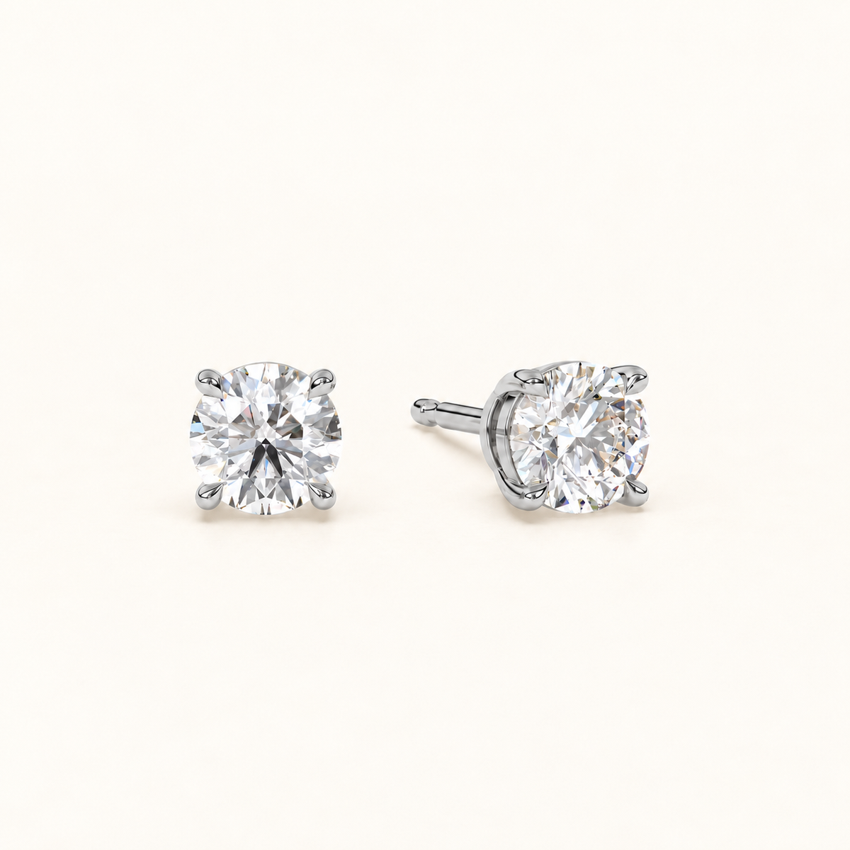 round brilliant studs 2 tcw white gold angled