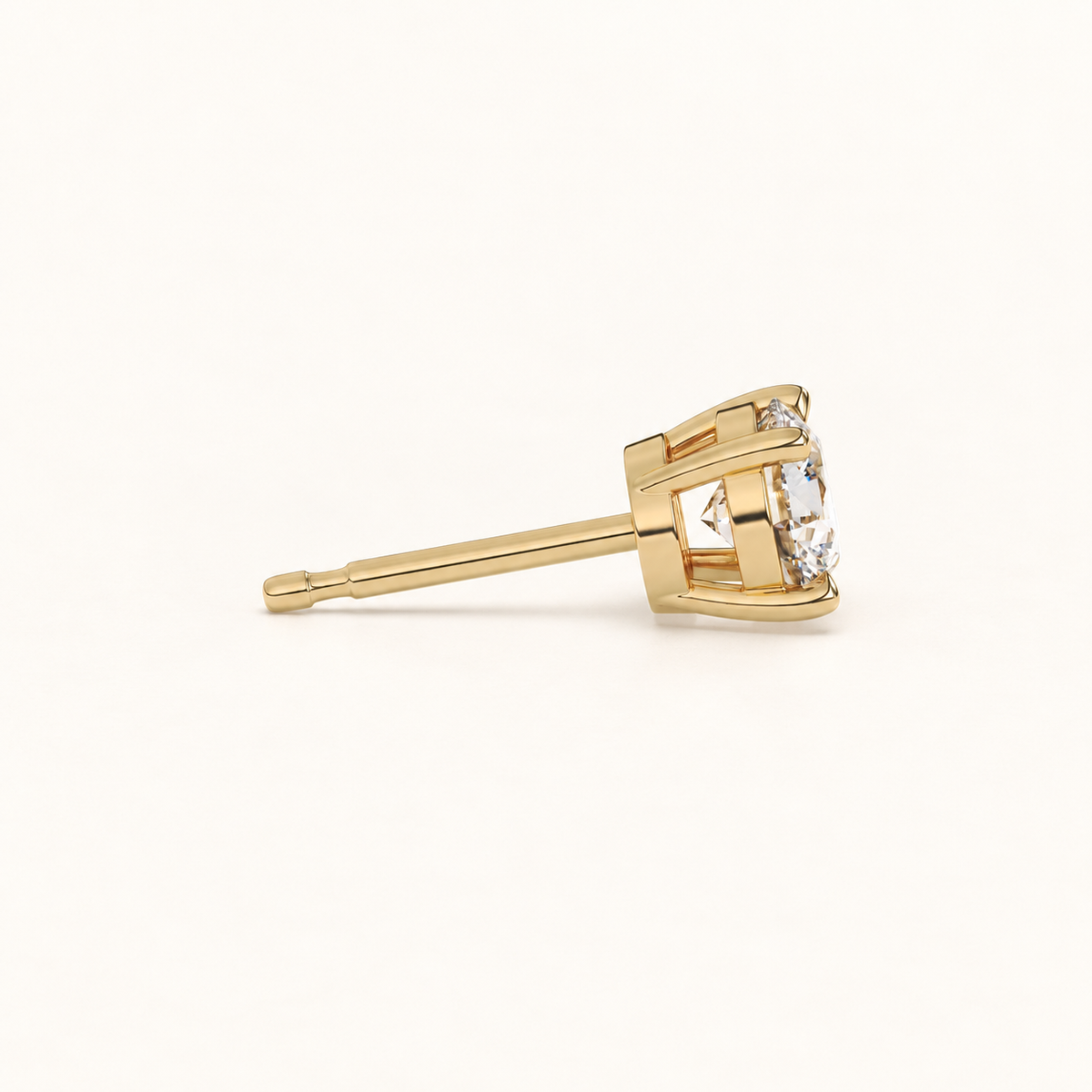 round brilliant studs 2 tcw yellow gold side