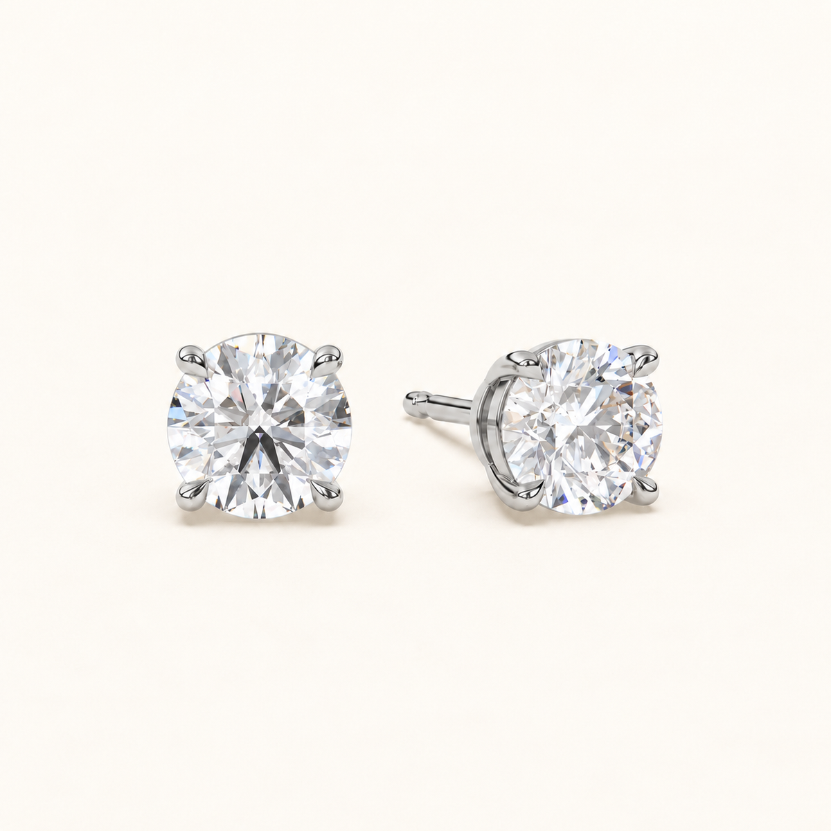 round brilliant studs 3 tcw platinum angled