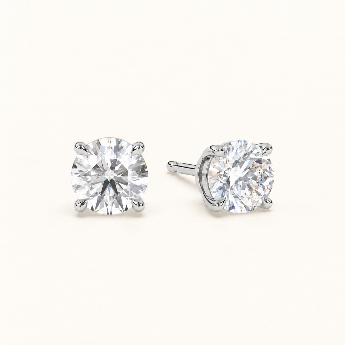 round brilliant studs 3 tcw white gold angled