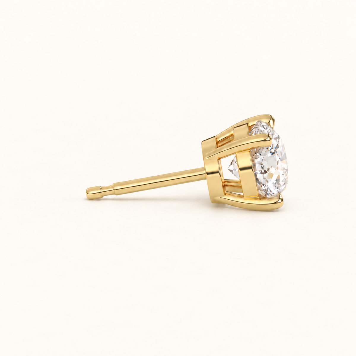 round brilliant studs 3 tcw yellow gold side