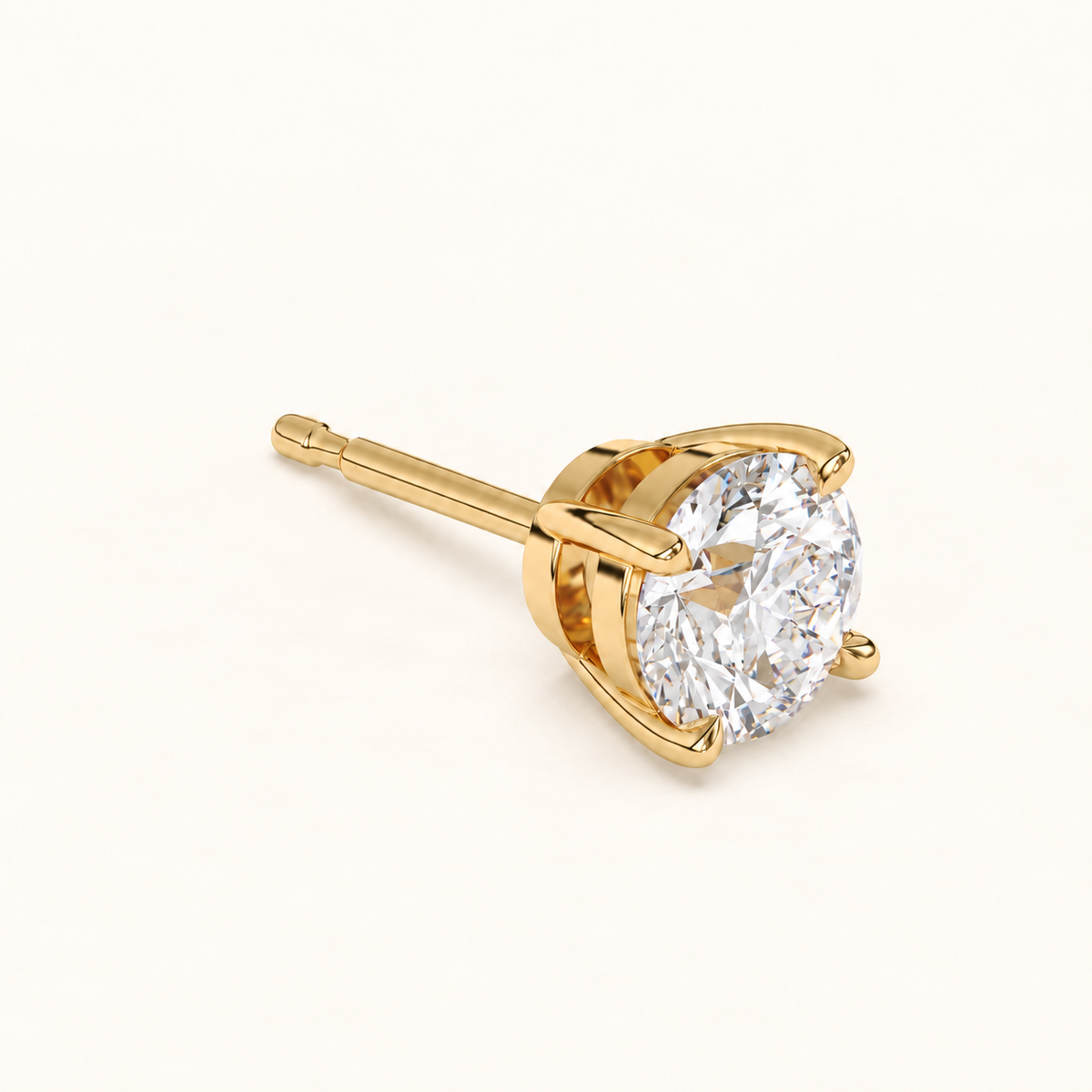 round brilliant studs 3 tcw yellow gold three quarter