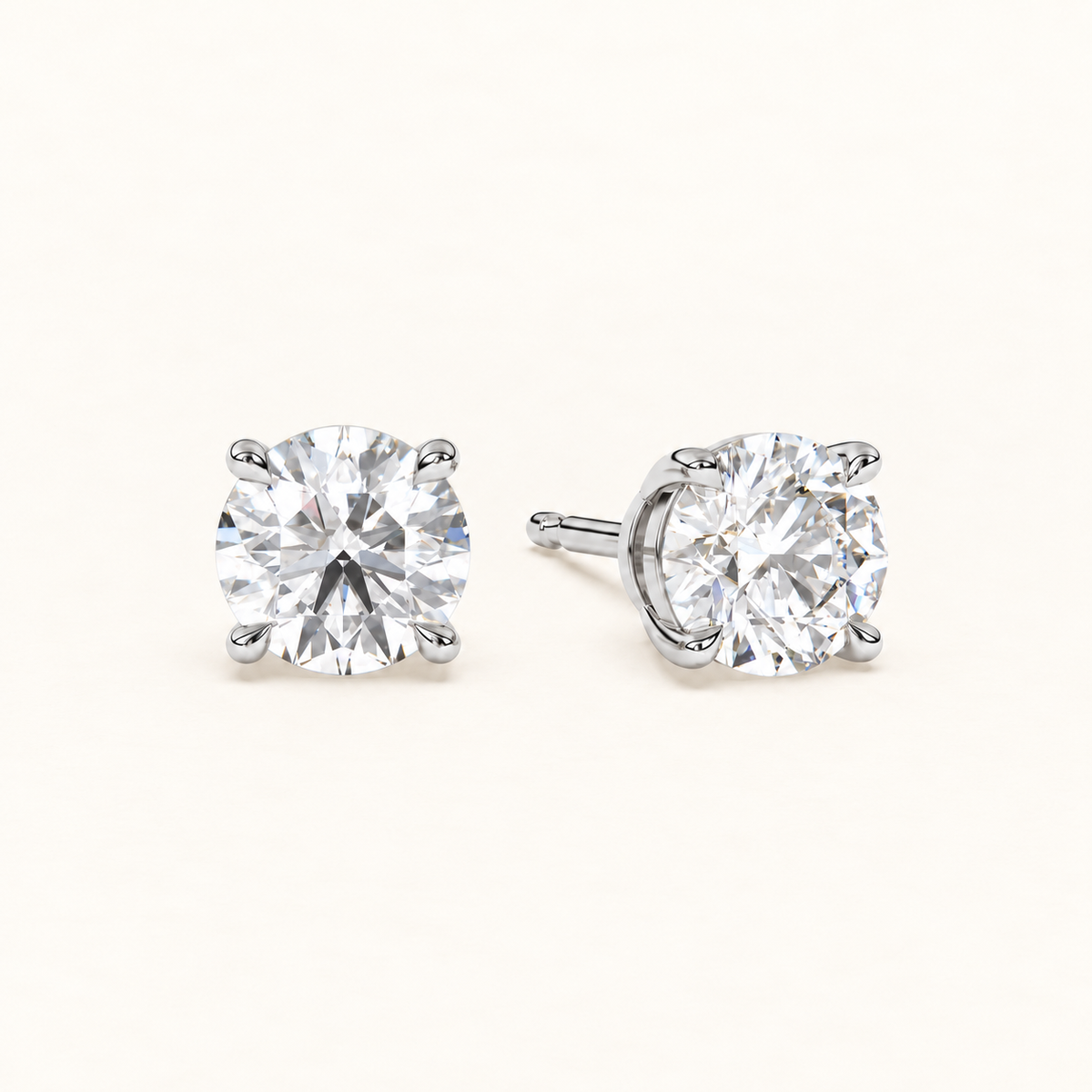 round brilliant studs 4 tcw platinum angled