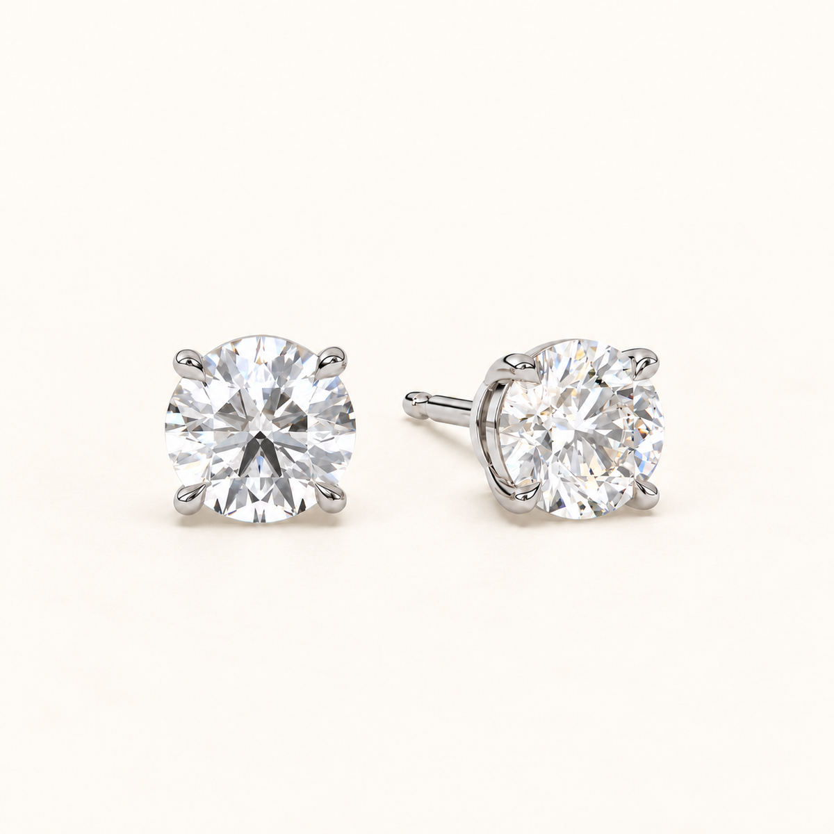 round brilliant studs 4 tcw white gold angled