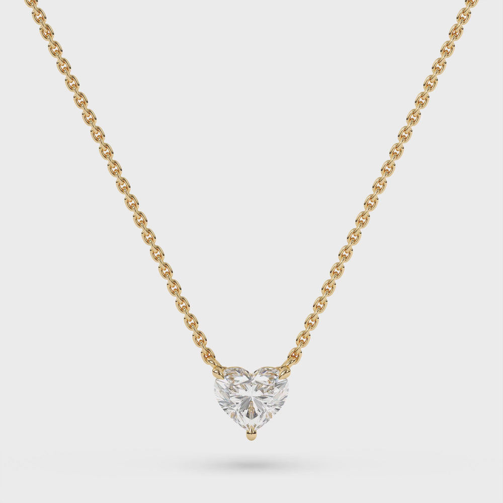 Video of the heart-shaped lab-grown diamond pendant in yellow gold