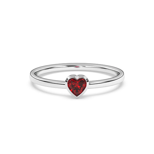 Heart Shape Ruby Pinky Ring