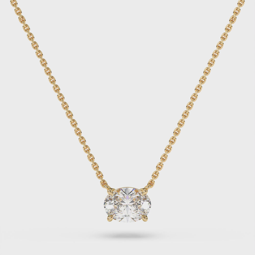 Video of the oval lab-grown diamond pendant in yellow gold